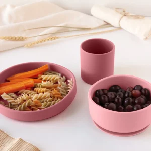 CONJUNTO LOUÇA SILICONE ROSA 3 U