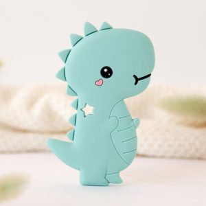 MORDEDOR 10CM DINOSSAURO SILICONE AZUL
